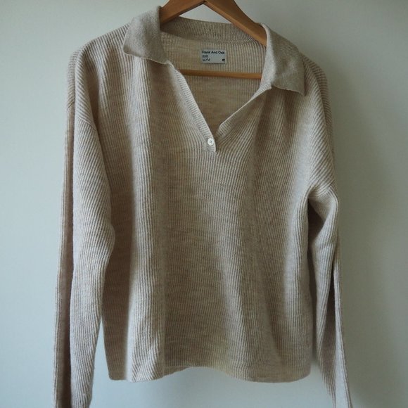 Frank + Oak white wool collared sweater - Picture 2 of 4